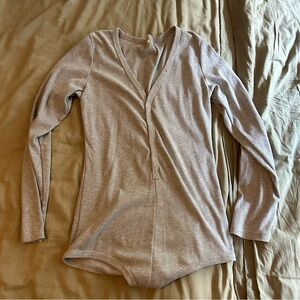 Gray Long Sleeve Women's Bodysuit